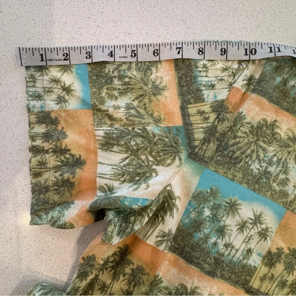 Tori Richard Hawaiian Shirt Tropical Palm Trees Print Size Large Tan Cotton Lawn - Picture 9 of 13
